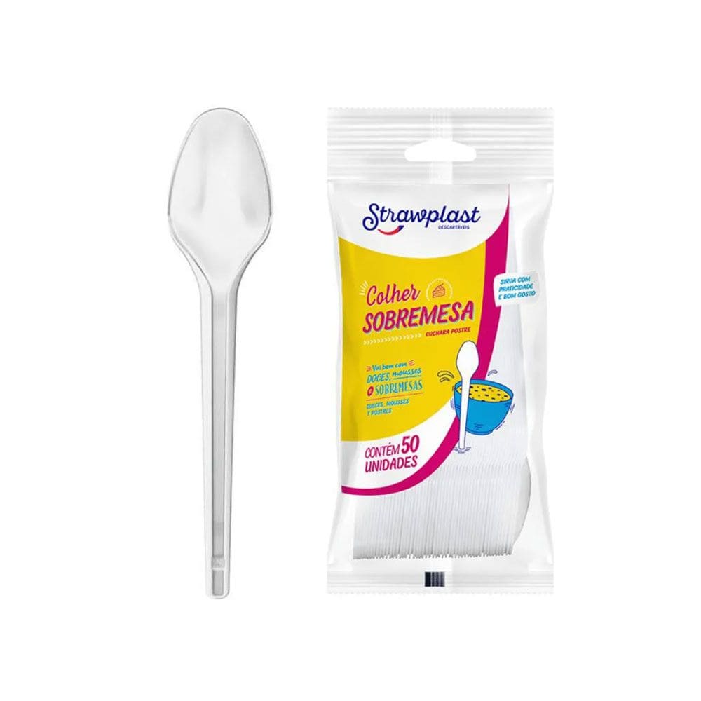 Colher Sobremesa Cristal c/50 - Strawplast