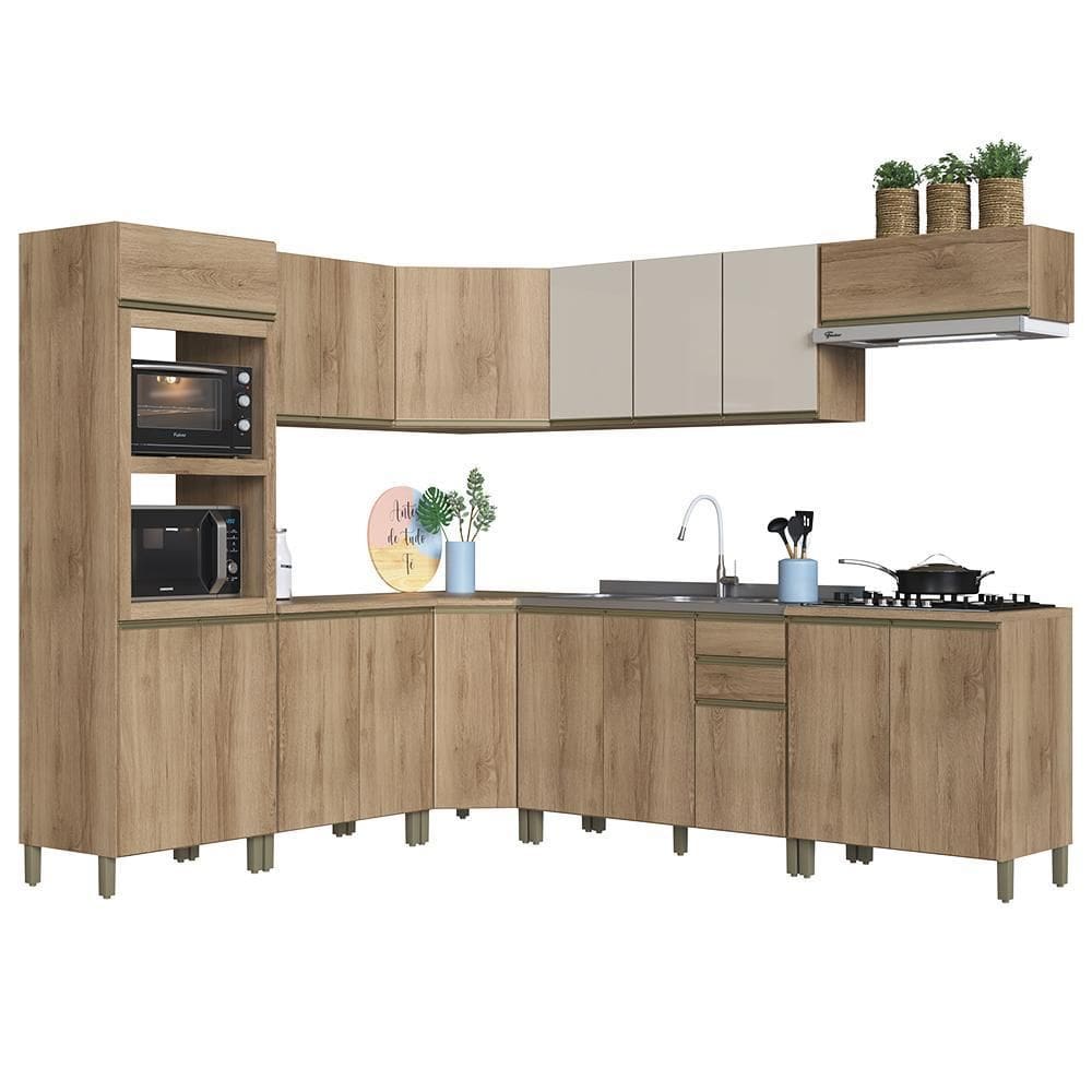 Cozinha Modulada de Canto Dinamarca 9 Peças com Torre Quente 2 Fornos - Indékes