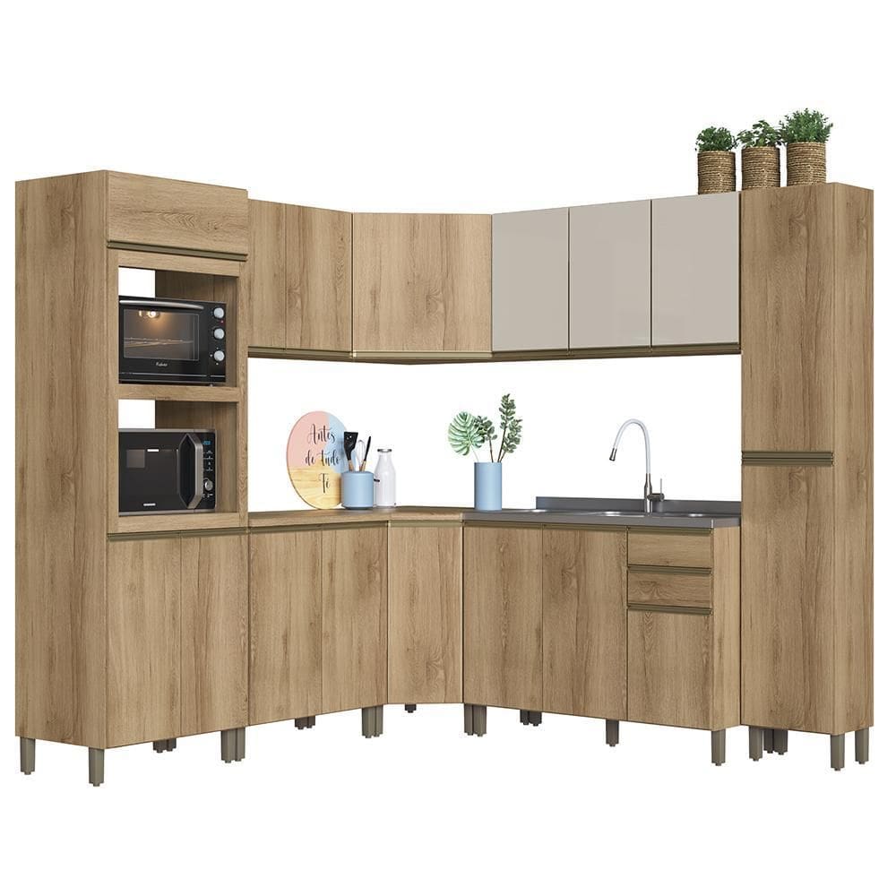 Cozinha Modulada de Canto Dinamarca 8 Peças com Torre Quente 2 Fornos - Indékes
