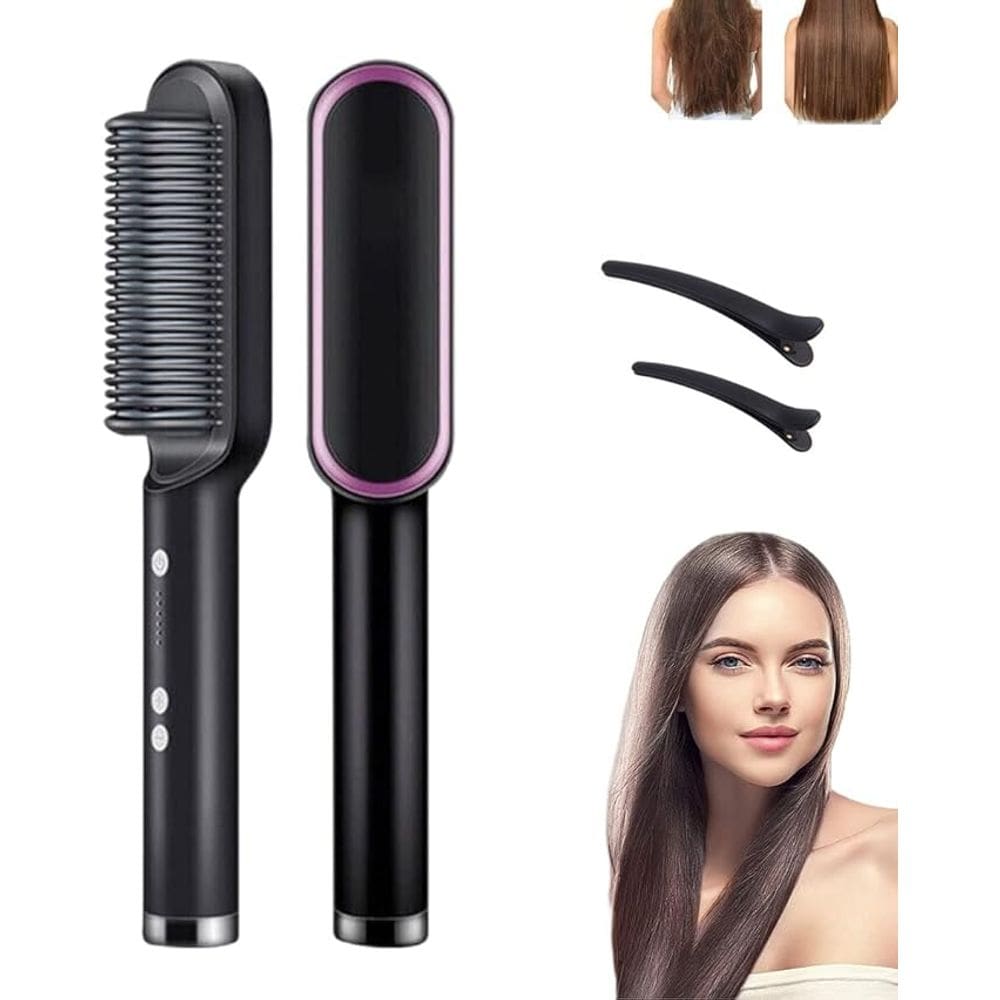 Alisador de cabelo de dupla finalidade modelador de cabelo reto pente de cabelo ferro de frisar controle de temperatura inteligente estilo rápido