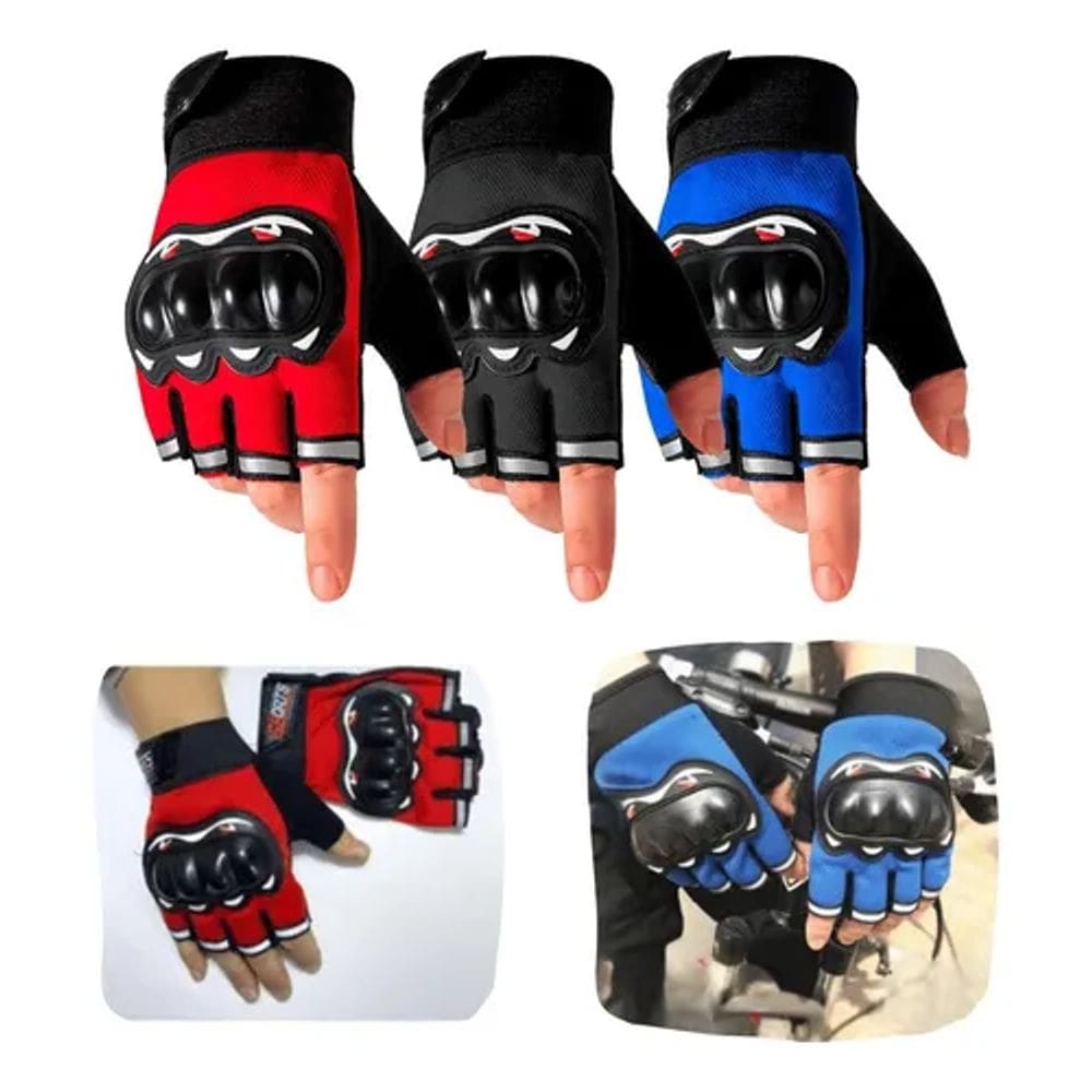 Luvas Meia-Dedo para Moto Masculino, Corrida de Verão, Cross-Country, Anti-Queda, Respirável, Absorvido de Choque(black)