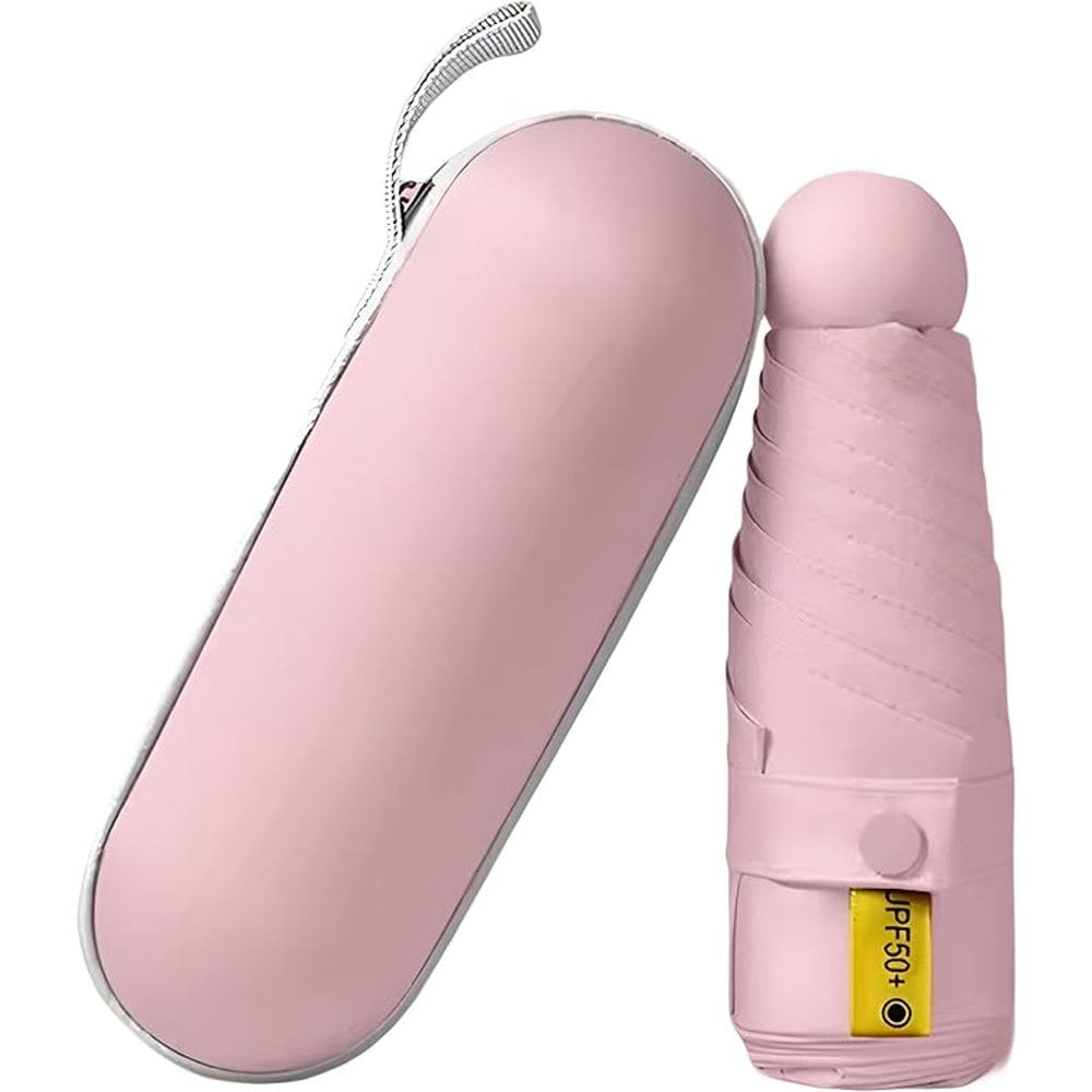 Mini Guarda-Chuva Dobrável Automático, Proteção UV (Rosa)