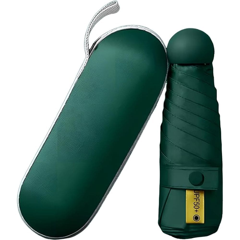 Mini Guarda-Chuva Dobrável Automático, Proteção UV (Verde)