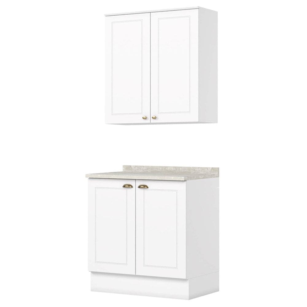 Armario Aereo E Balcao 80 cm Americana Branco Calcare Henn