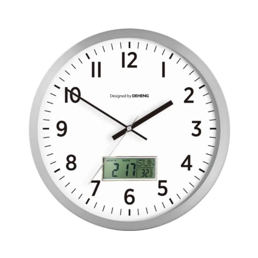 Relogio Parede Calendario Termometro Digital Despertador Escritorio Sala Medidor Temperatura Prata