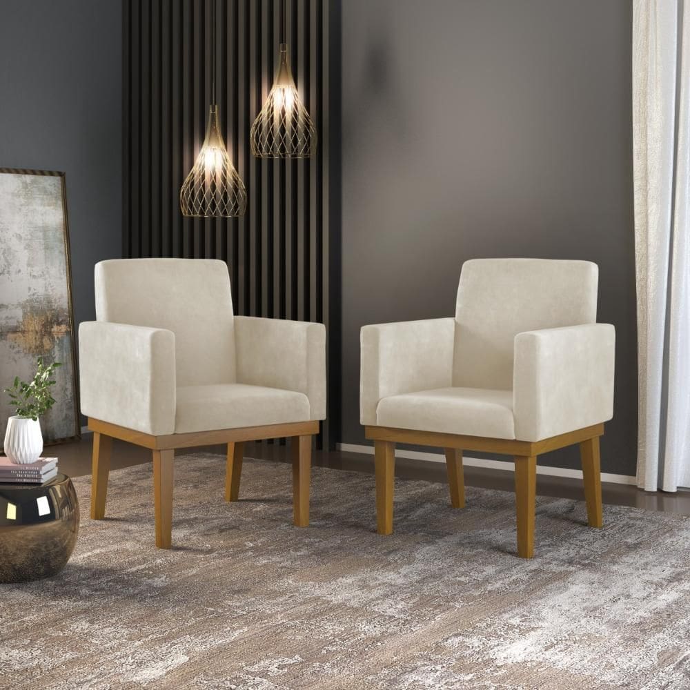 Kit 2 Poltronas Decorativas Nina em Suede