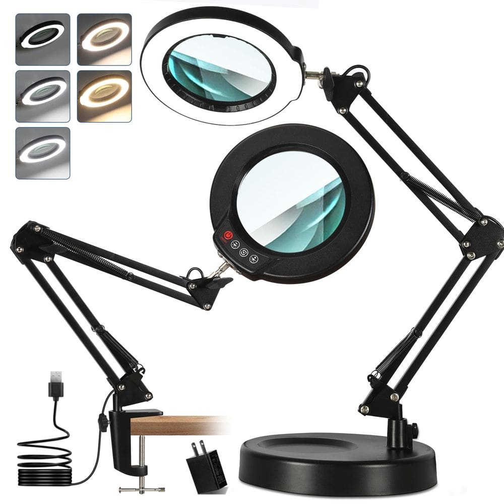 Lupa MagnieOpti 10X com luz e suporte, vidro real
