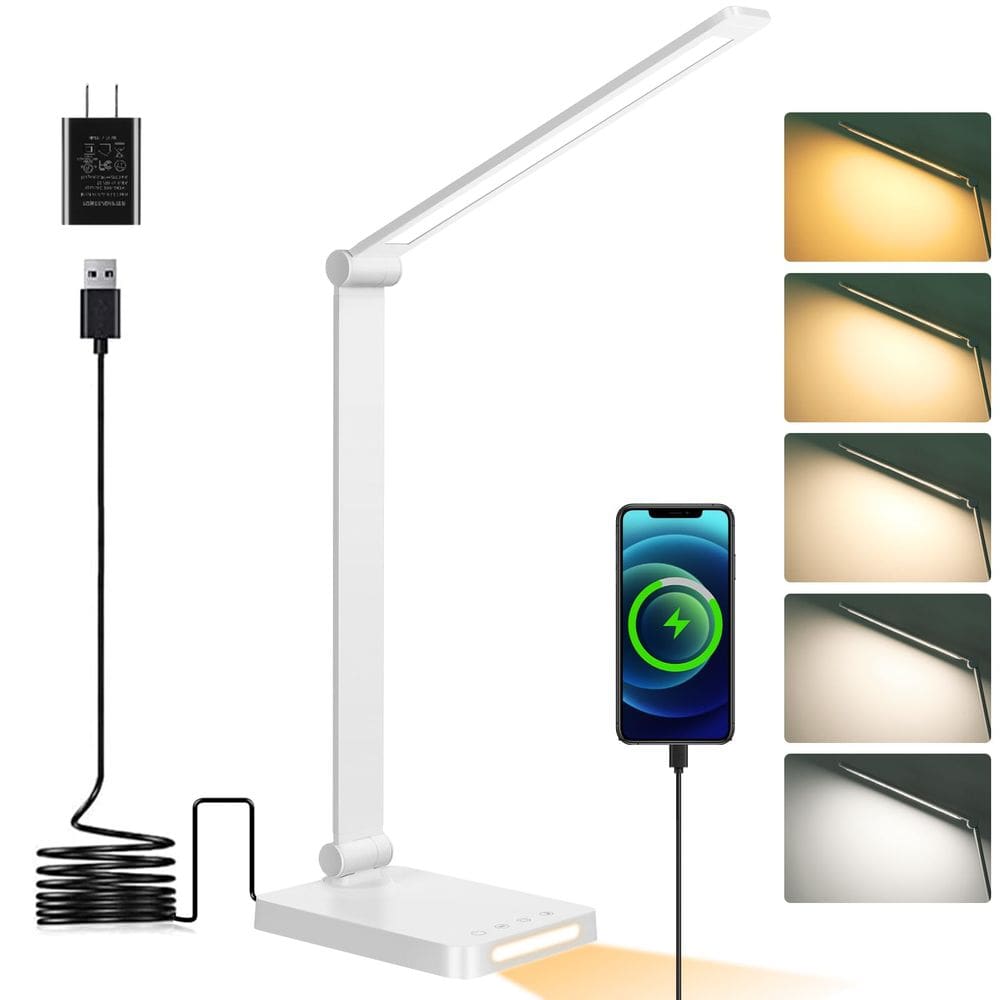 Lâmpada de mesa LED Dott Arts com portas USB, 5 modos de cores, branco