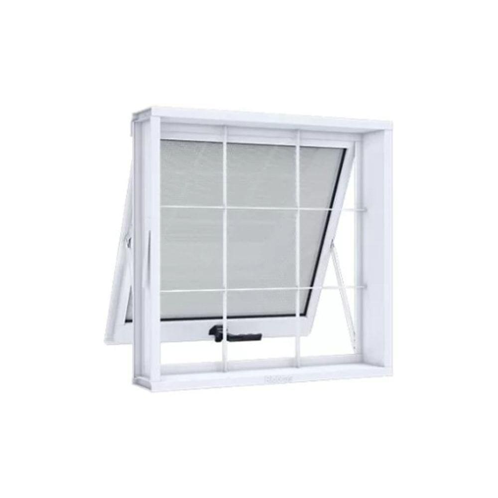 Janela Maxim-ar Em Aço Com Grade Quadriculada 50x50 R120 Evidence - Branco