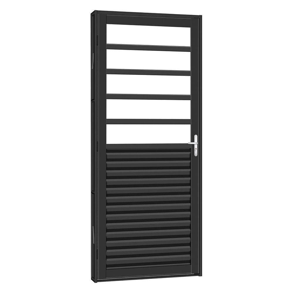 Porta De Aço Mista Laminada Tradição 83x215 R60 Abertura Direita
