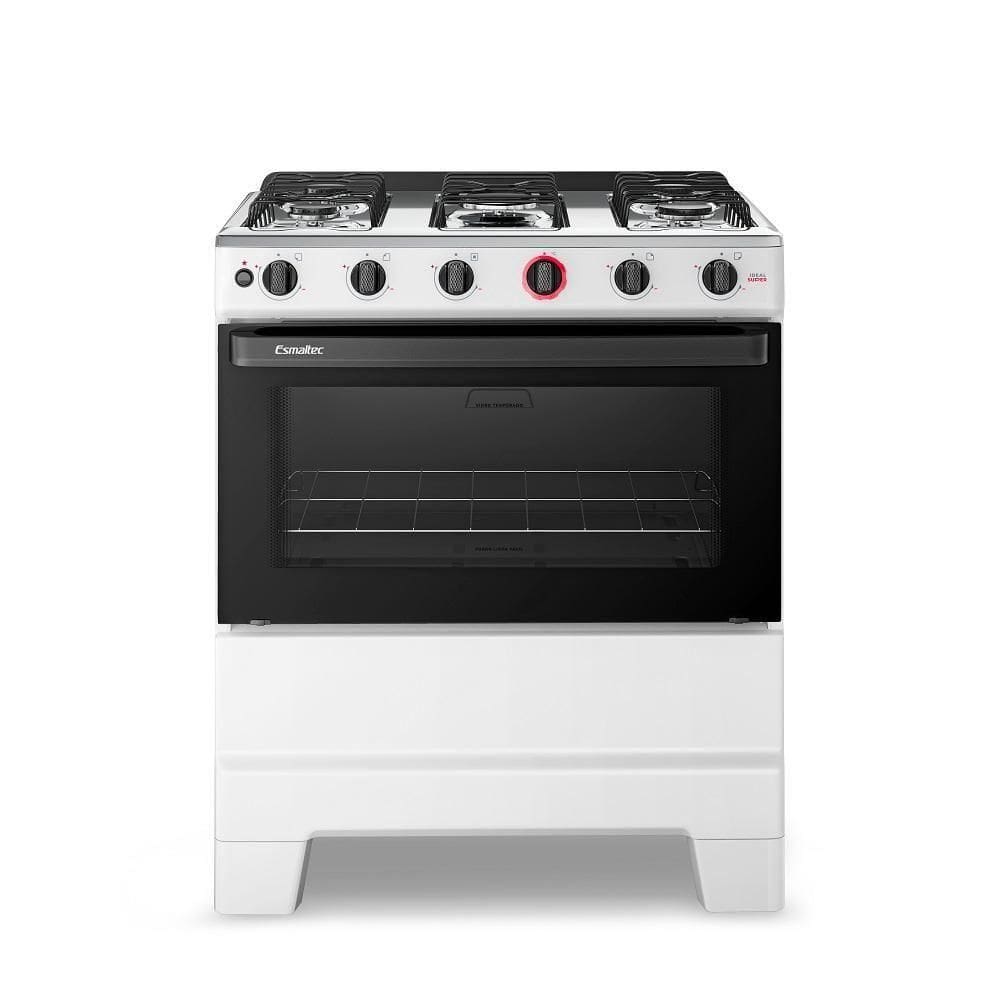 Fogão Esmaltec 5 Bocas Ideal Super Mesa De Aço Inox Branco F5IAB Bivol