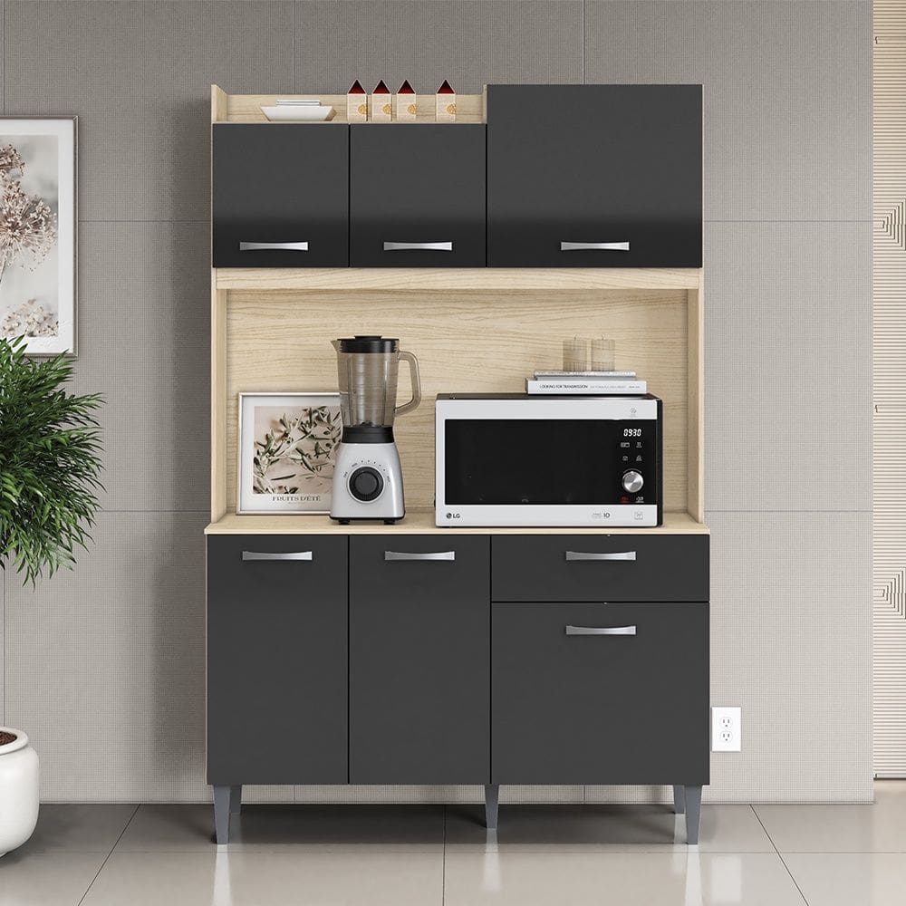 Cozinha Compacta Berlim Avena Grafite Aramóveis