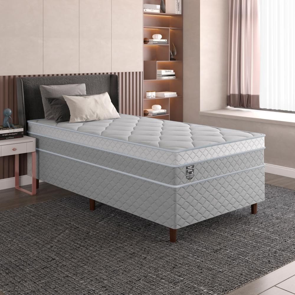 Cama Box Solteiro Branco E Colchão Solteiro 88x188 Dakota Umaflex