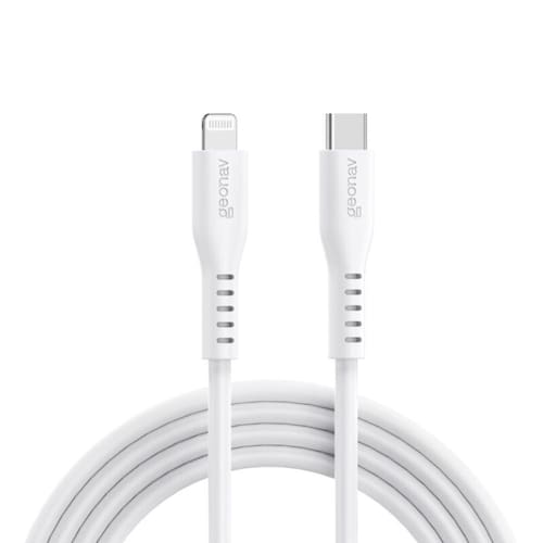 imagem-Cabo em silicone USB-C Para Lightning 1,5m Branco ESLICSWT Geonav