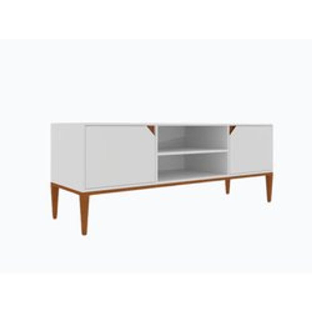 Rack ART grande central MDF Branco e Madeira 134x67x44