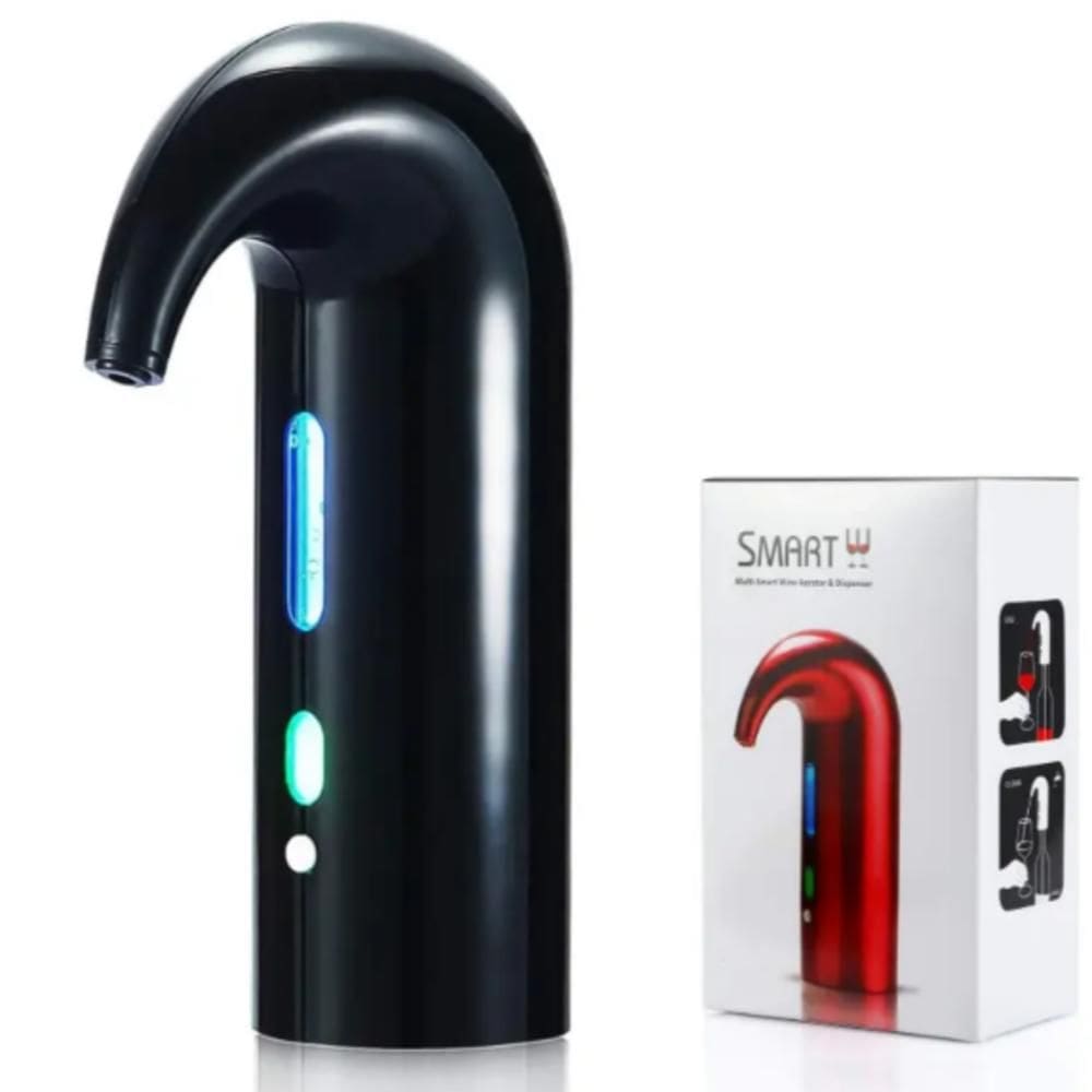 Aerador De Vinho Dispenser Eletrico Bomba Automatica Para Garrafa Decantador Luxo Preto