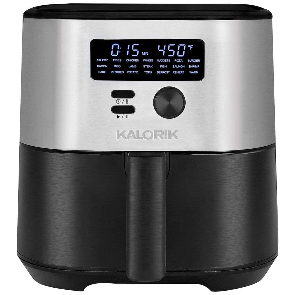Fritadeira Elétrica Air Fryer 7L com Display LED, 21 Predefinições e Livro de Receitas, 1750W, Kalorik FT50930OW, Prata e Preto