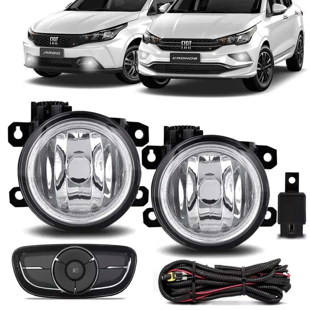 Kit Farol Neblina Milha Argo Cronos Botão de Painel