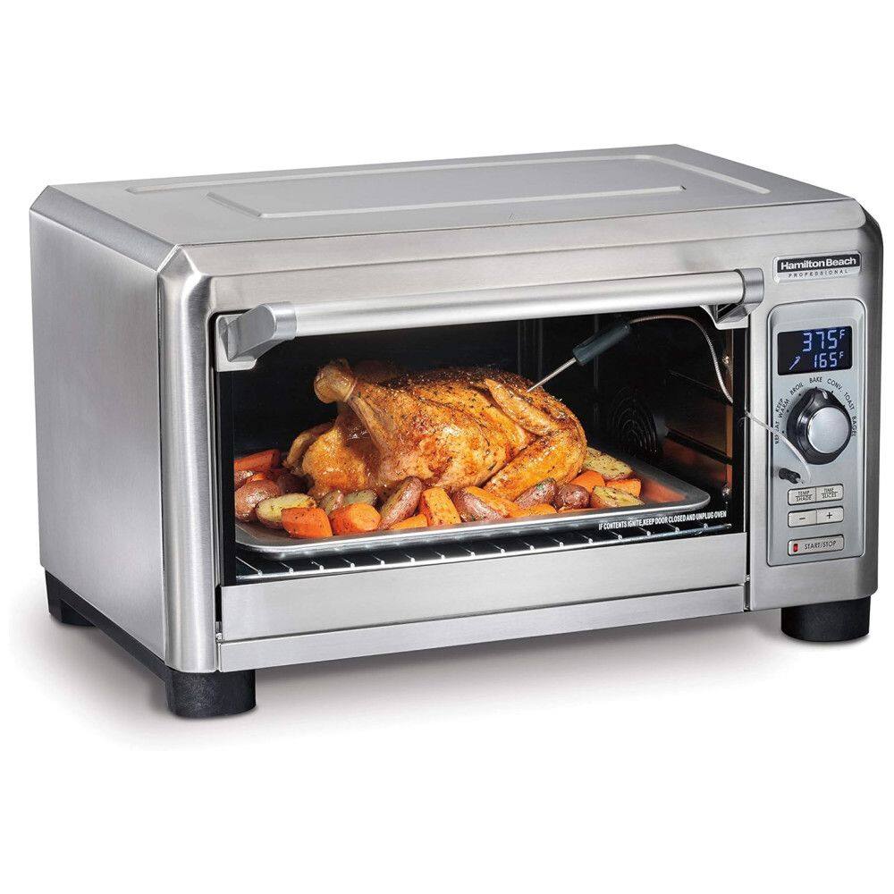 Forno Elétrico de Aço Inoxidável com 7 Funções de Cozimento, 3 Posições de Prateleira e Display Digital, 110V 1800W, Hamilton Beach, Prata