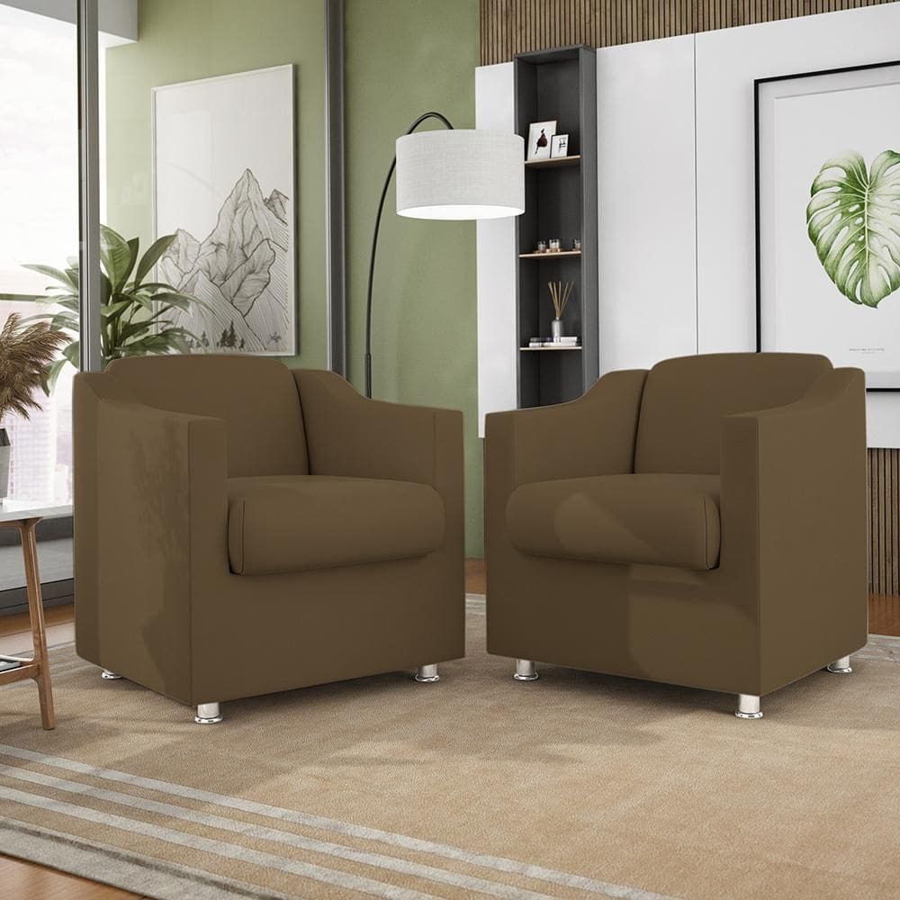 Kit 2 Poltronas Decorativas Tilla Suede