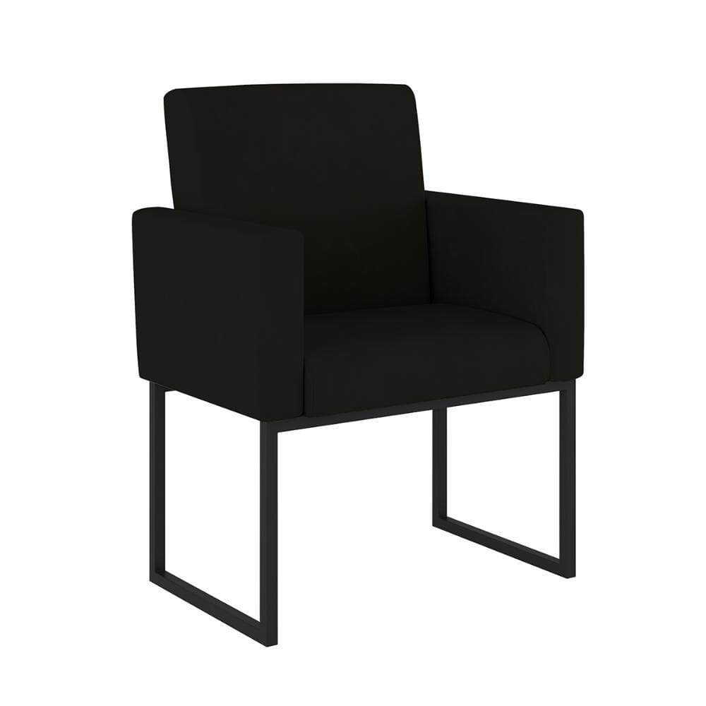 Poltrona Decorativa Nina em Suede com Base em Metal Preto