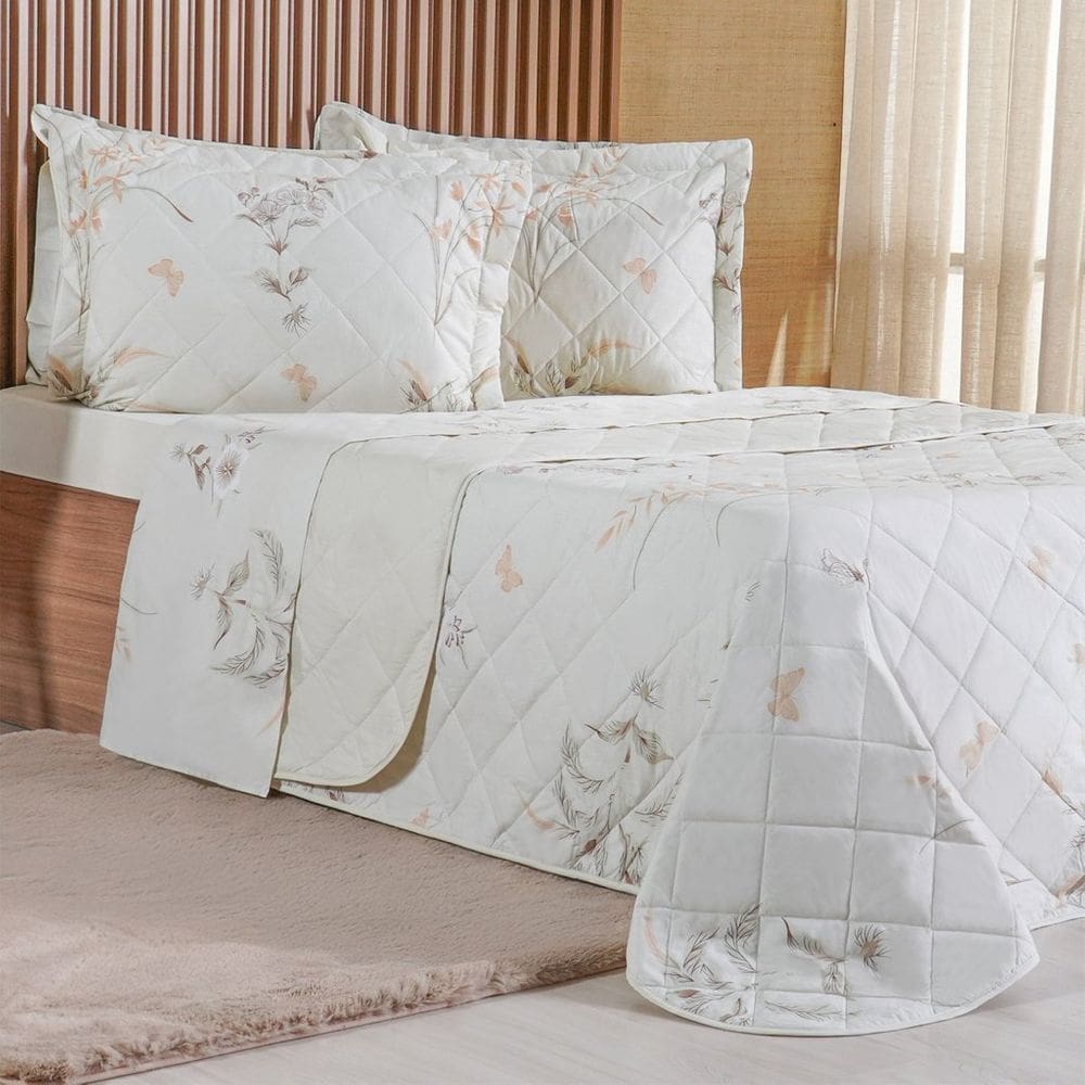 Kit Colcha King 200 Fios Estampada New 100% Algodão 260x280cm