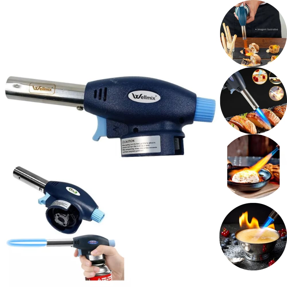 Maçarico Portátil Culinário Multiuso Acendedor Automático Regulàvel Gourmet Profissional
