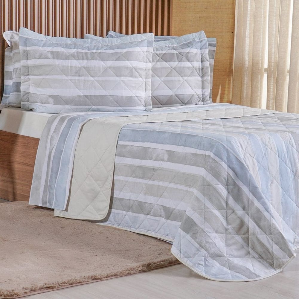 Kit Colcha Casal 200 Fios Estampada New 100% Algodão 220x240cm