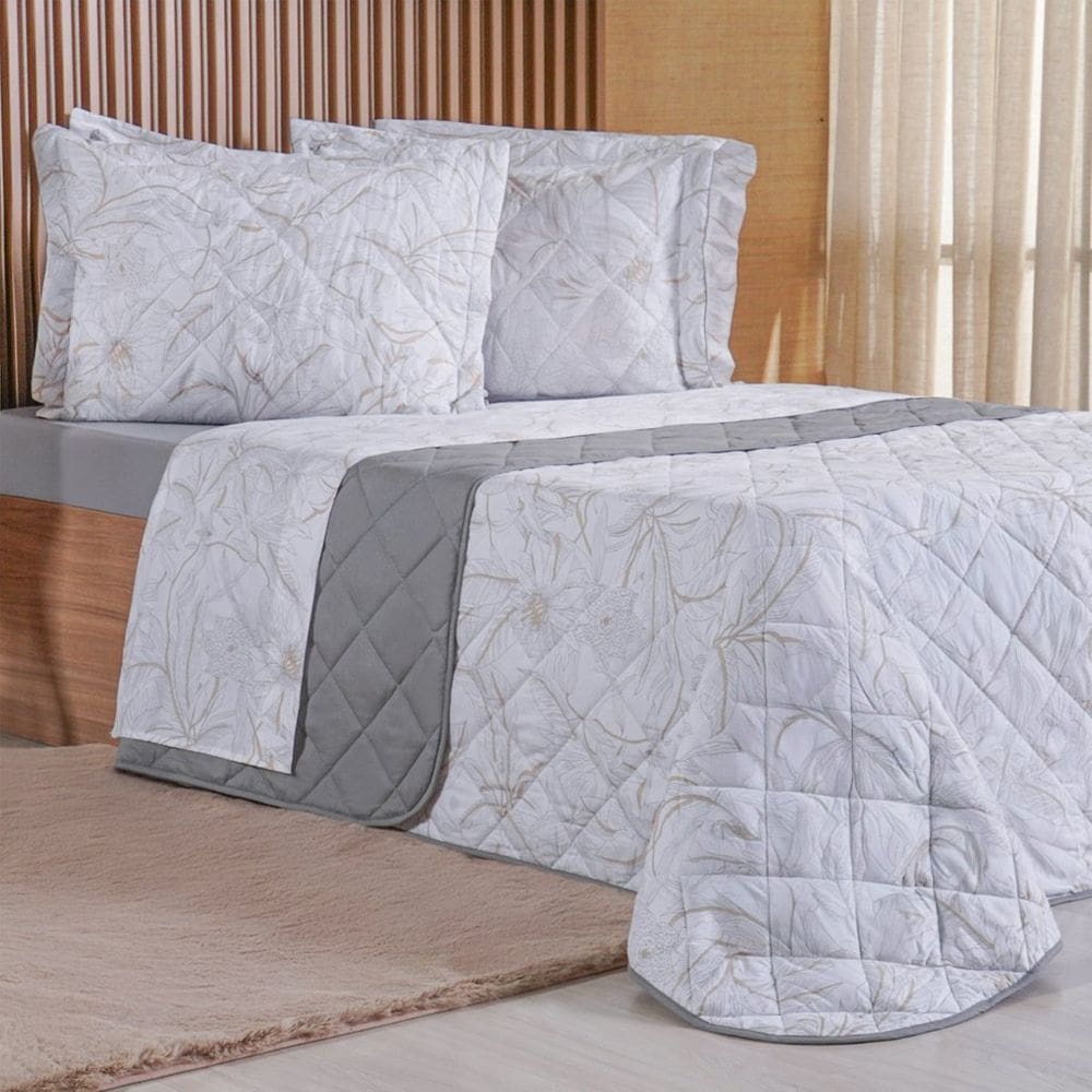 Kit Colcha Casal 200 Fios Estampada New 100% Algodão 220x240cm