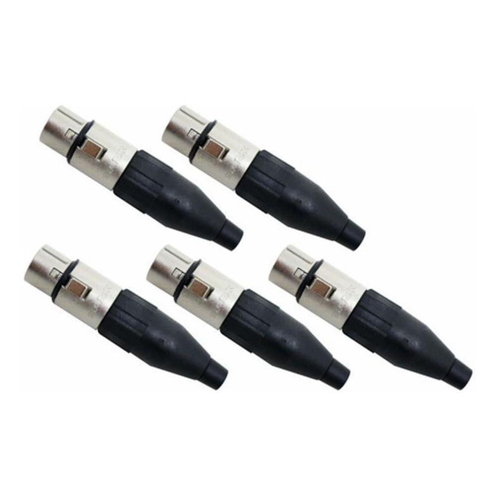 Kit 5 Conector Xlr Canon Femea Niquelado Sa2X