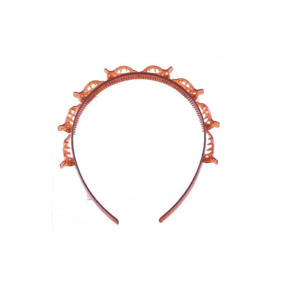 Arco Tiara Com Presilhas Hair Twister Marrom Acessório Penteado