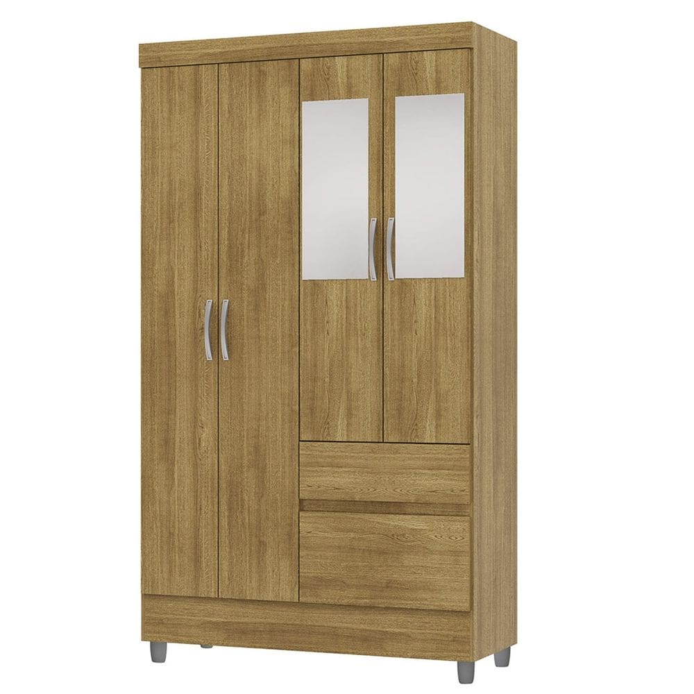 Guarda Roupa Solteiro 103cm Com Espelho Mayra Nature V02 - Mpozenato