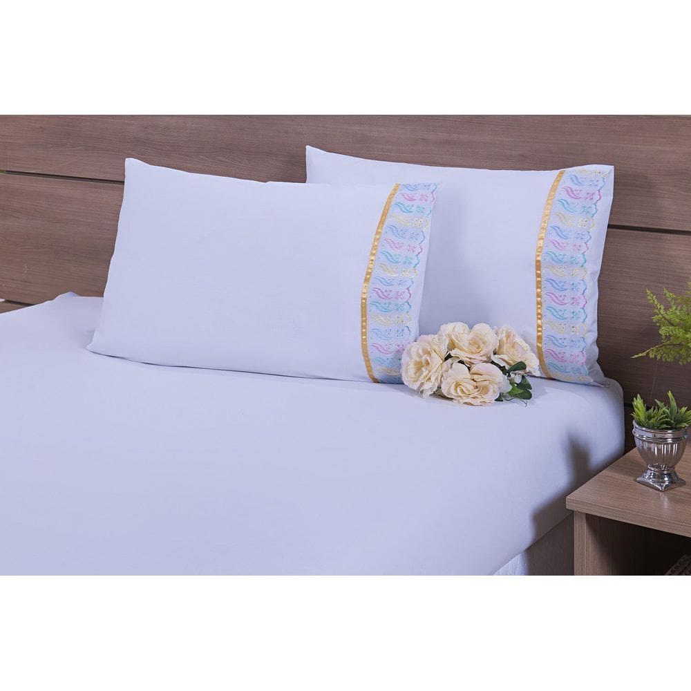 2 Fronhas King 50Cmx90Cm 100% Algodão 180 Fios Barrado Lese