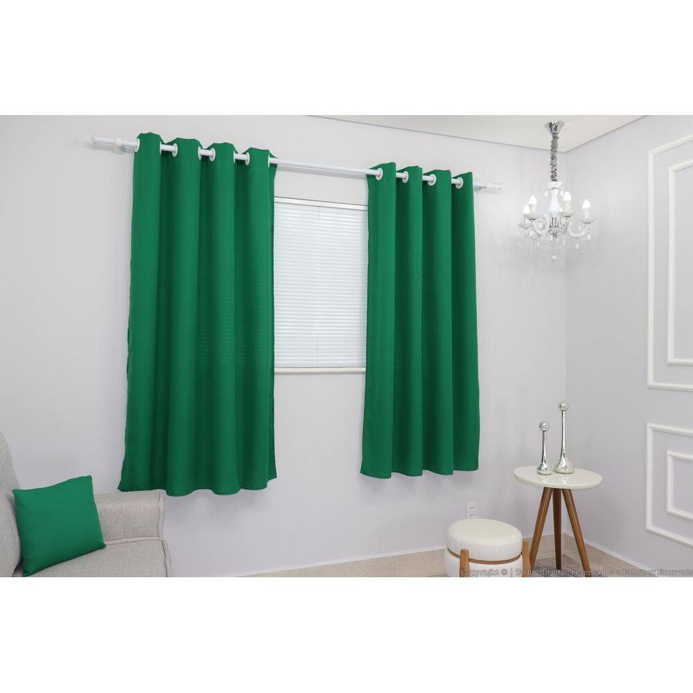 Cortina Lana Verde-Bandeira Oxford 300X180 Para Sala/Quarto
