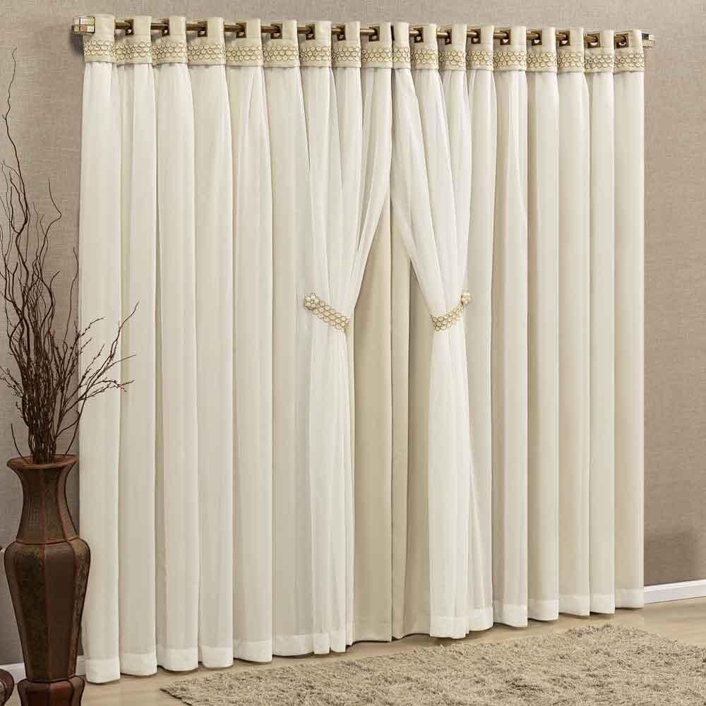 Cortina Grécia 3 Mts Sala Quarto Blackout Para Varão - Palha