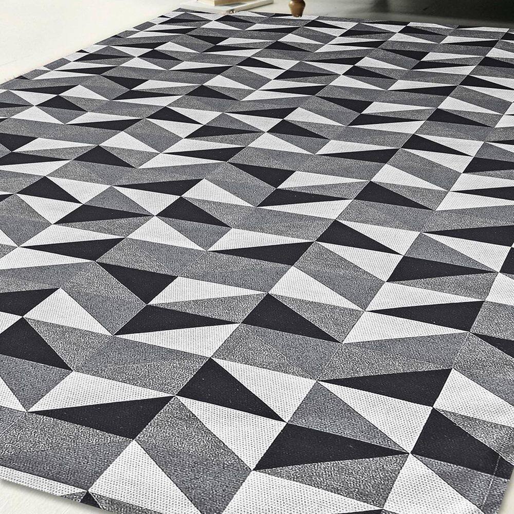 Tapete Jacquard Estampado 1,35M X 1,00M Emborrachado Preto