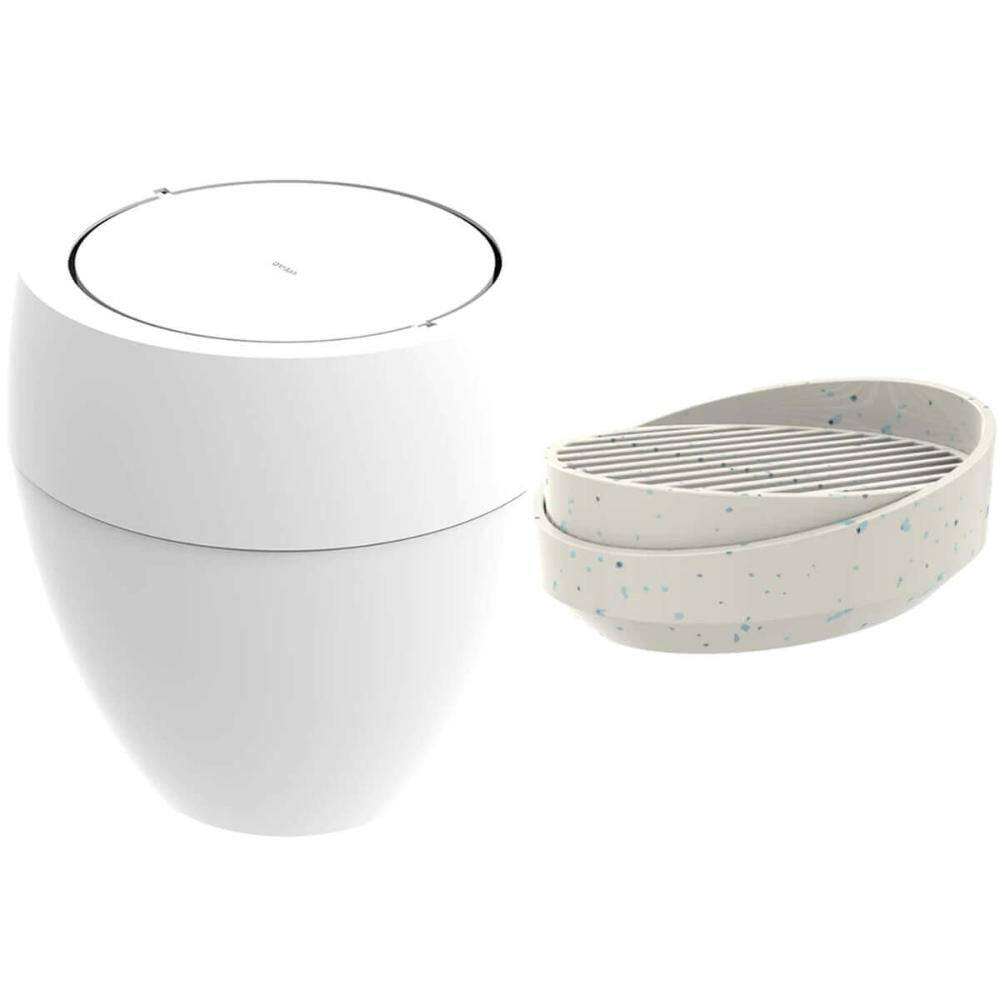 Lixeira Basculante 9L Branca e Porta Sabonete Barra Stone Lunar Crippa