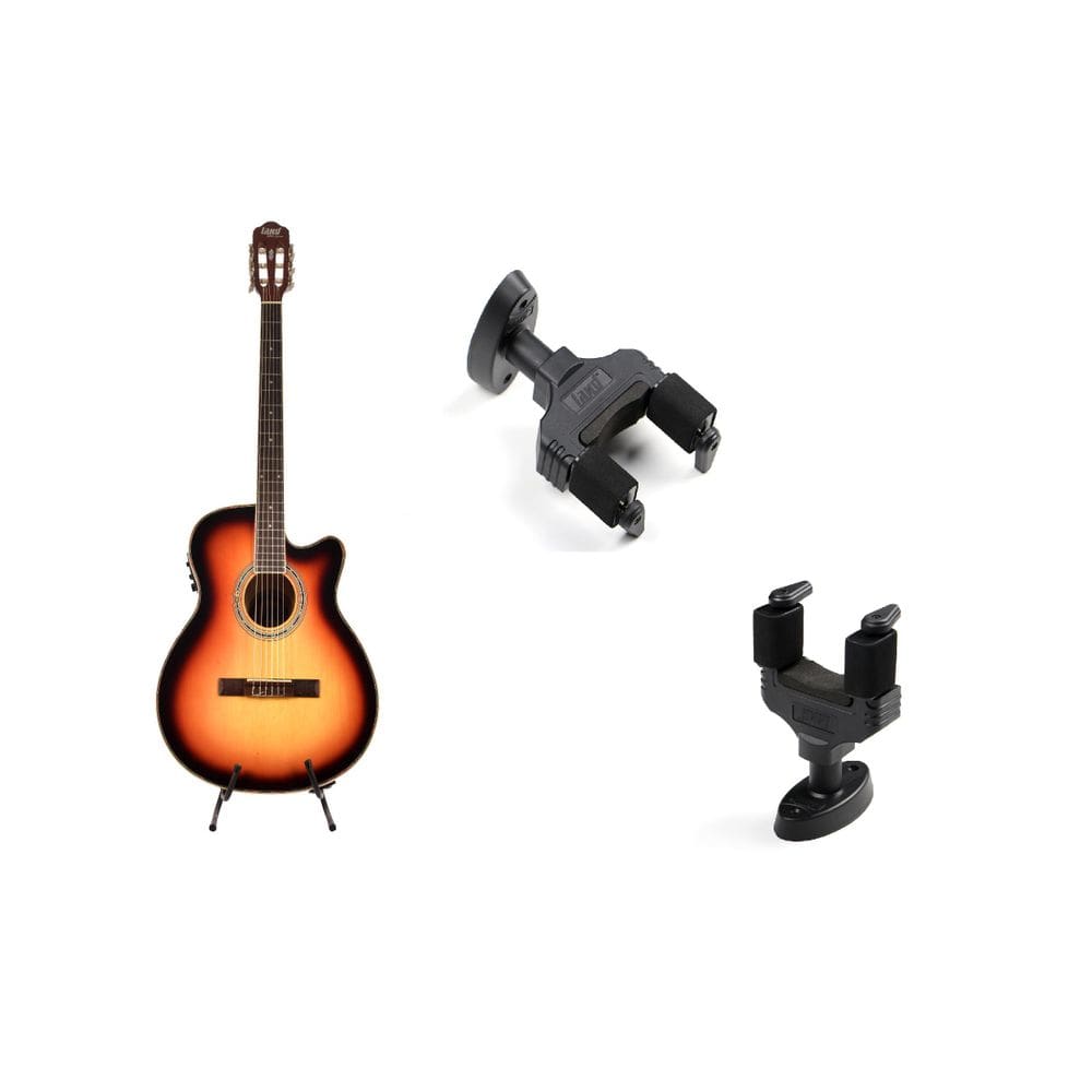 Kit Violão Land Eletrico Nylon Sunburst + Suporte De Parede