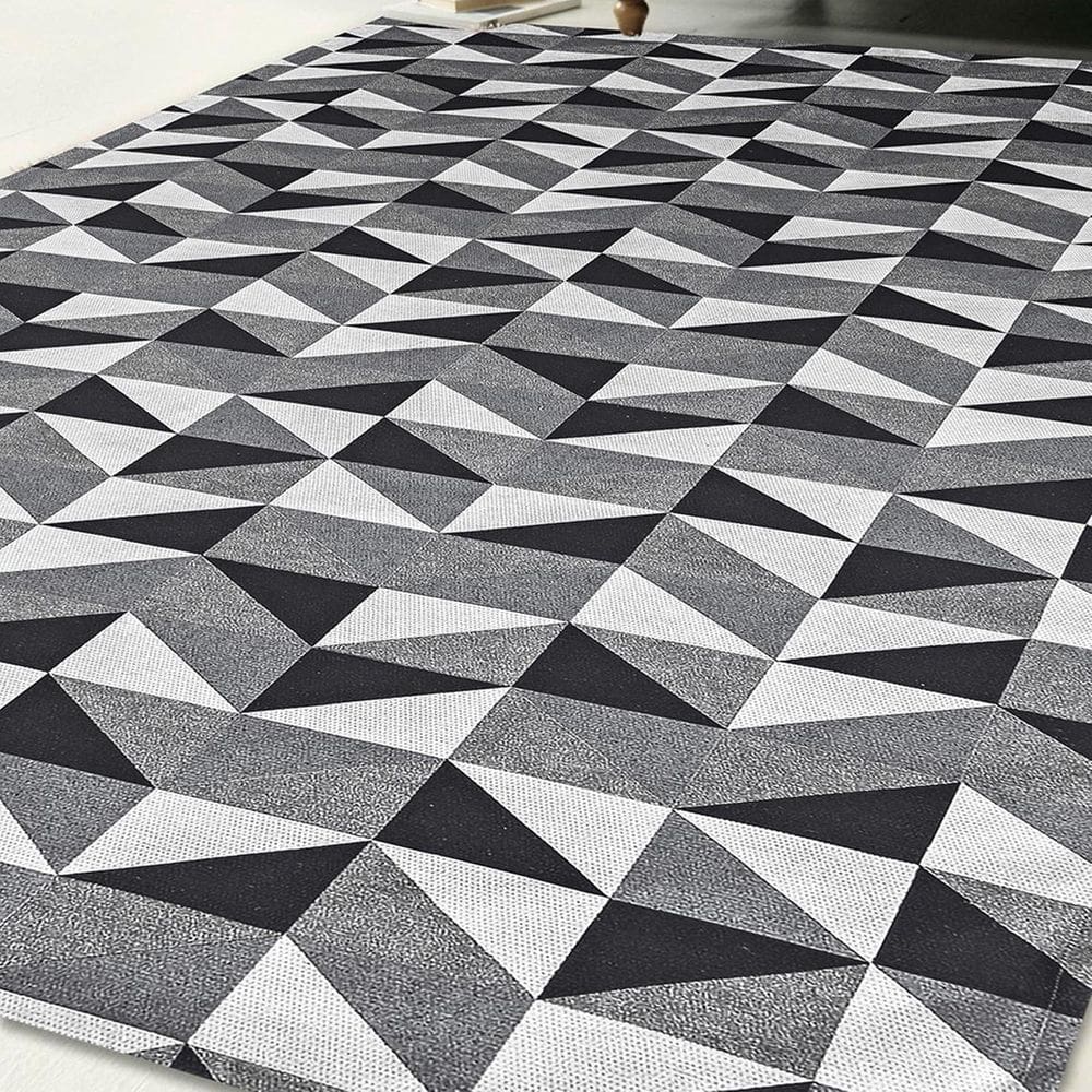 Tapete Jacquard Estampado 1,35M X 1,00M Emborrachado Preto