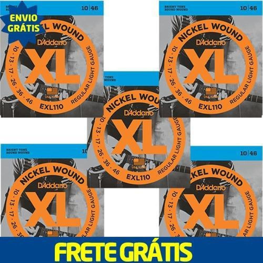 Kit 5 Encordoamento Guitarra D`Addario Exl110