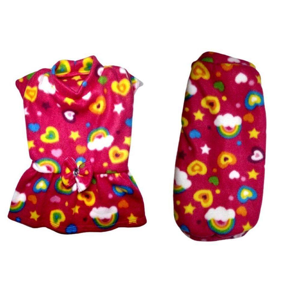 Kit 2 Roupas Para Cães - Vestido E Suéter De Inverno Pp