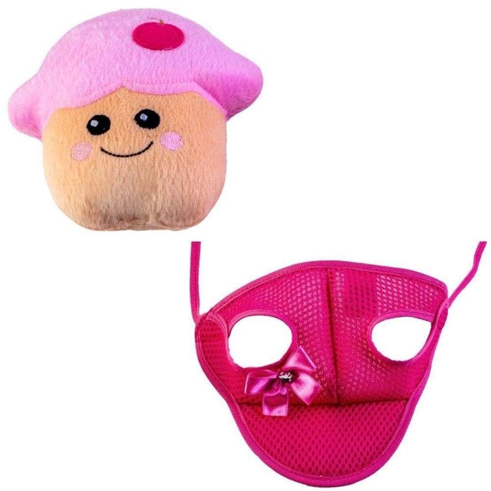 Kit Boné E Pelúcia Cogumelo Para Cães E Gatos - P