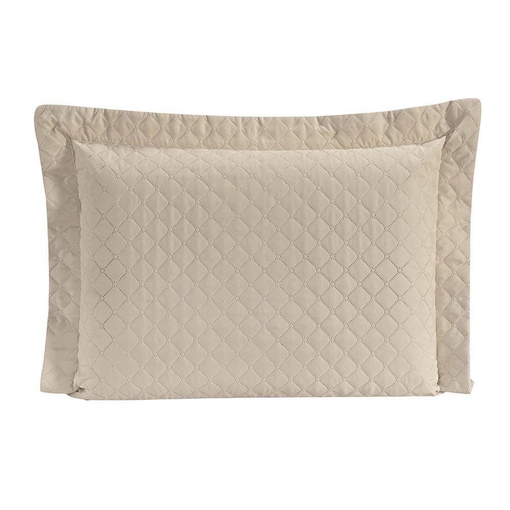 Porta Travesseiro Requinte 70cm x 50cm 100% Poliéster Bege