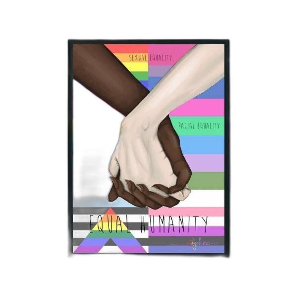 Quadro Equal Humanity 33X24Cm - Com Vidro Moldura Preta
