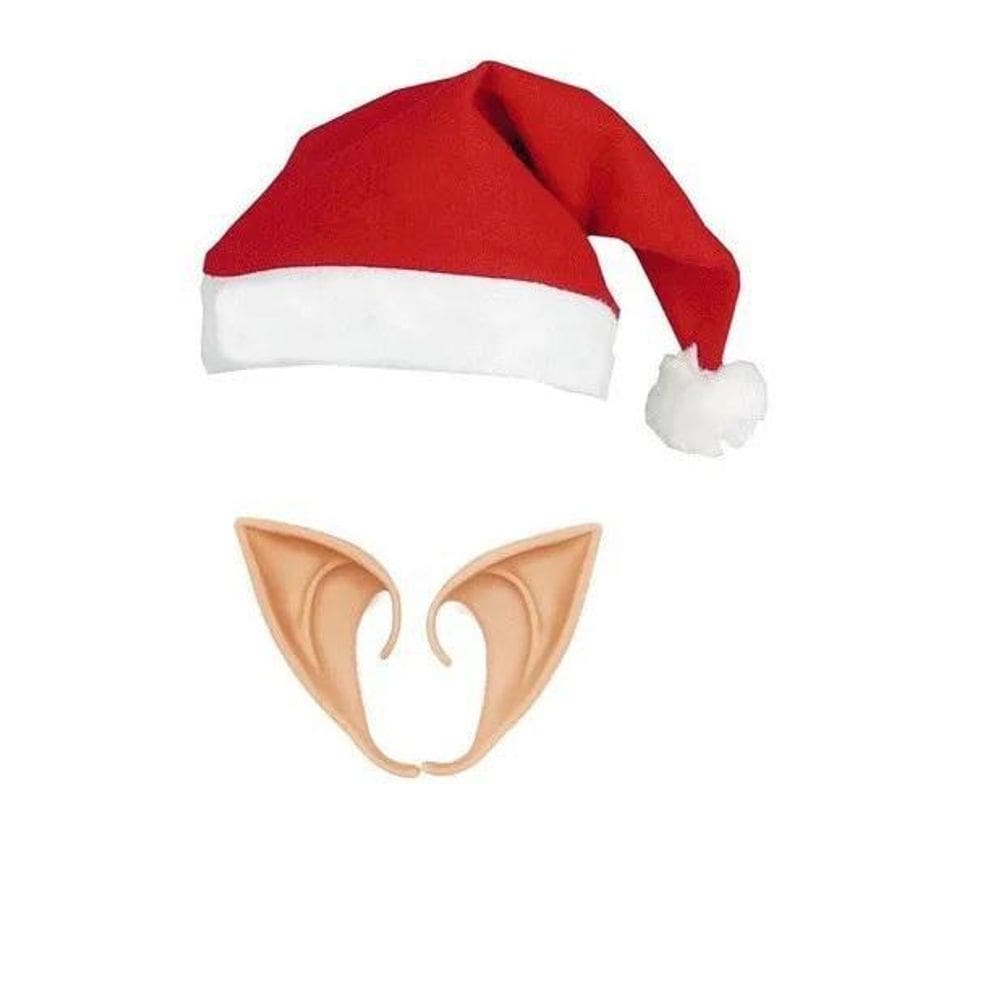 Kit Gorro De Papai Noel Com Orelhas Duende Elfo