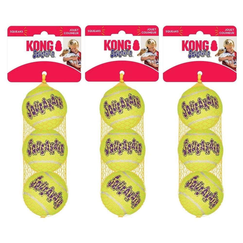 Bola de tênis KONG Squeakair Toy para cães, tamanho médio, pacote com 9