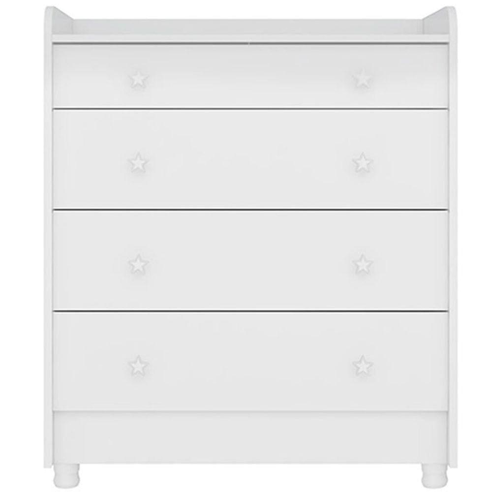 Cômoda Com Trocador Infantil 4 Gavetas E Pés Doce Mel Branco