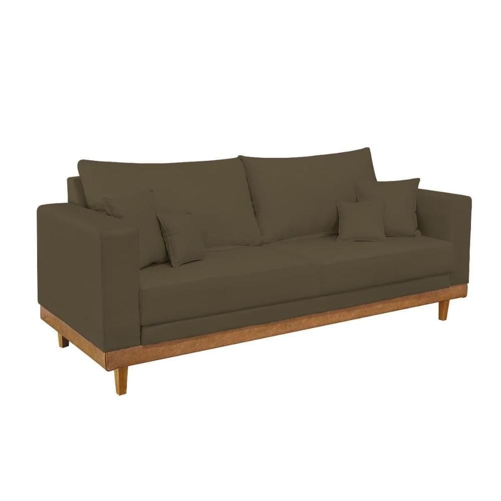 Sofá Namoradeira 2 Lugares Living Base De Madeira Suede Marrom