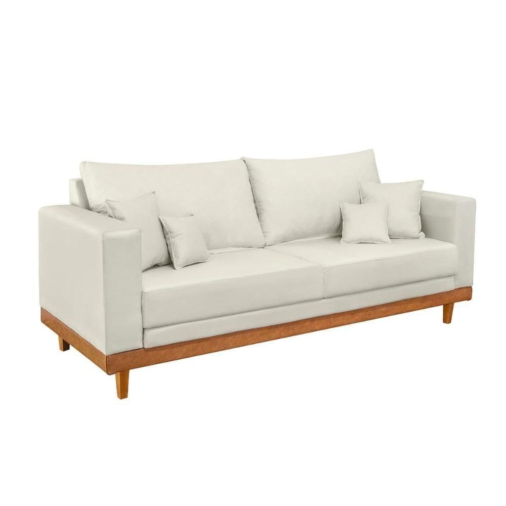 Sofá Namoradeira 2 Lugares Living Base De Madeira Suede Bege