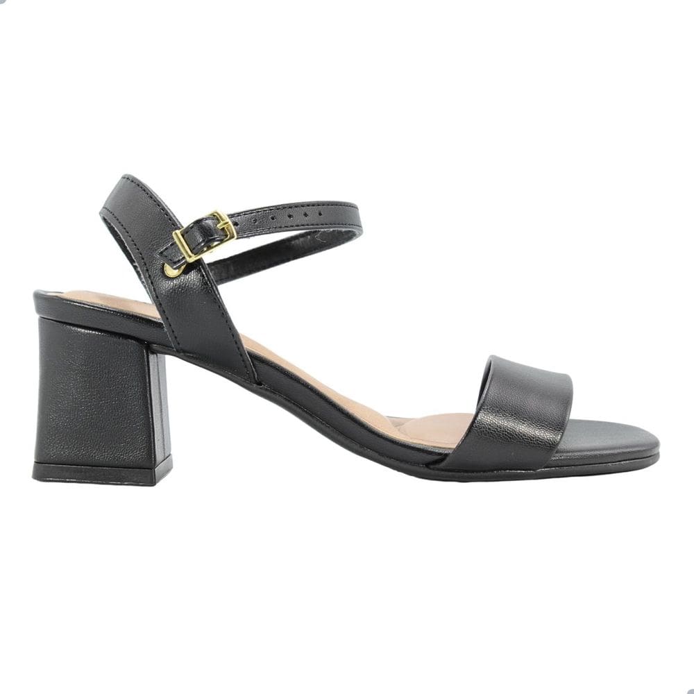 Sandália Feminina Beira Rio Napa Turim Preto Salto Bloco